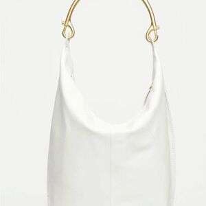 Walter Baker white leather oversized Hobo with gold metal novelty handle